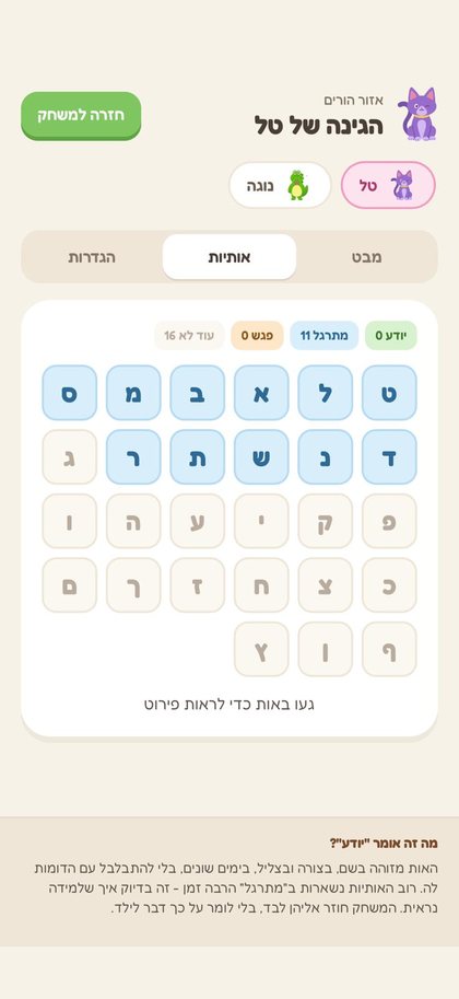 אזור הורים: אותיות