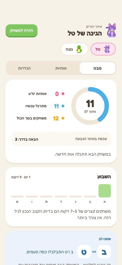 אזור הורים: מבט